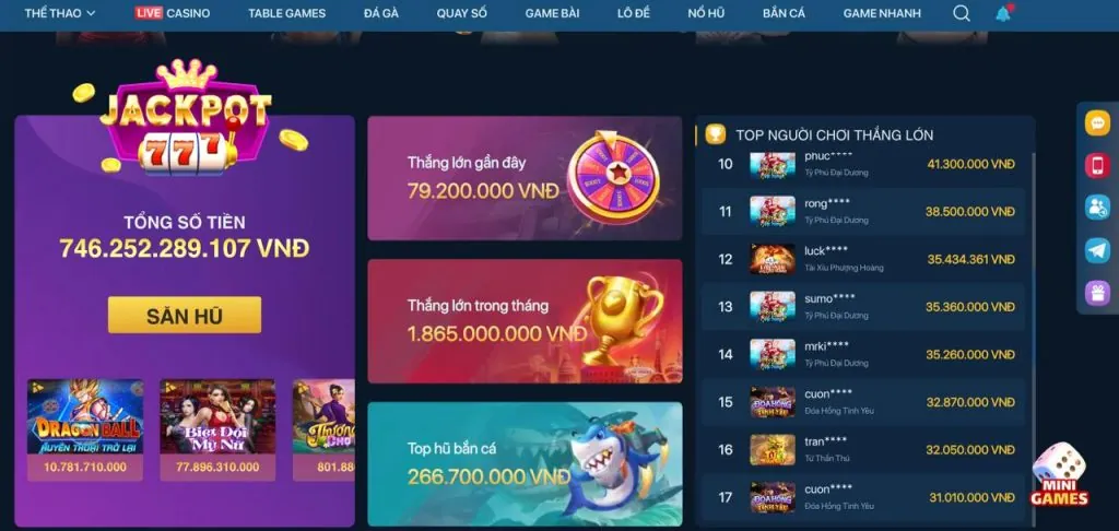 Màn hình chiến thắng jackpot với tiền vàng